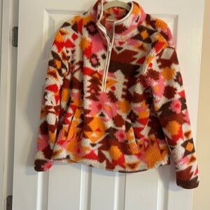Colorful Geometric Fleece Pullover
